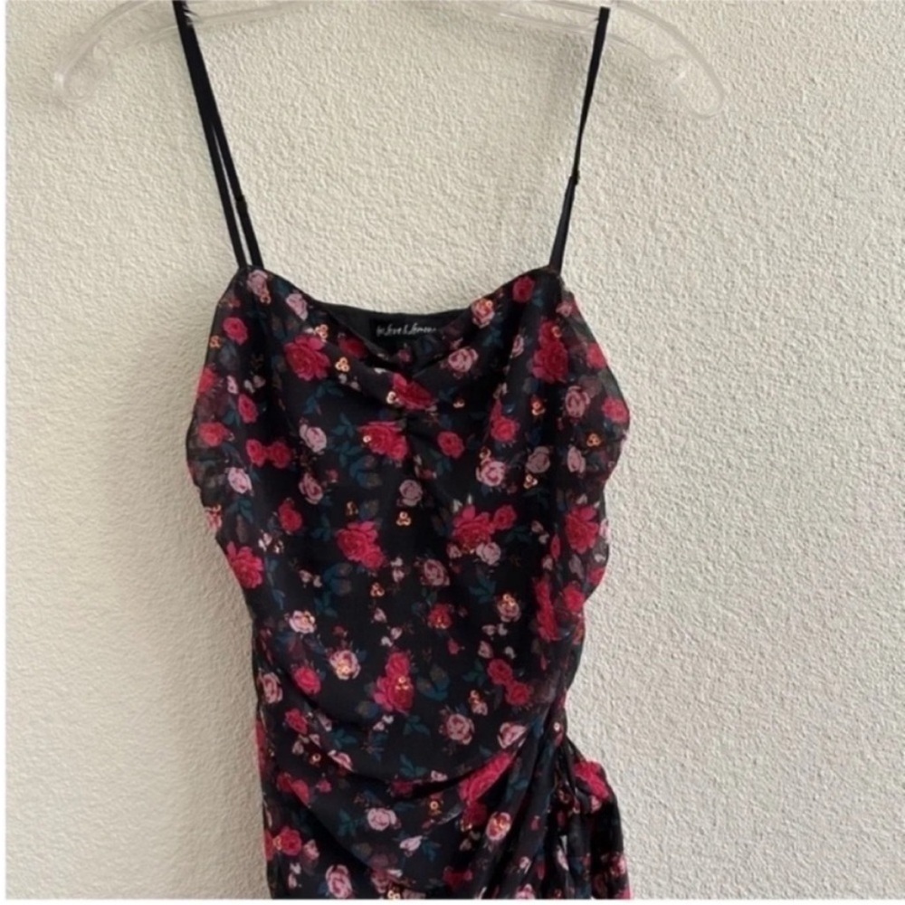 For Love & Lemons Hawn Ruched Floral Ruffle Mini Dress - Picture 4 of 10